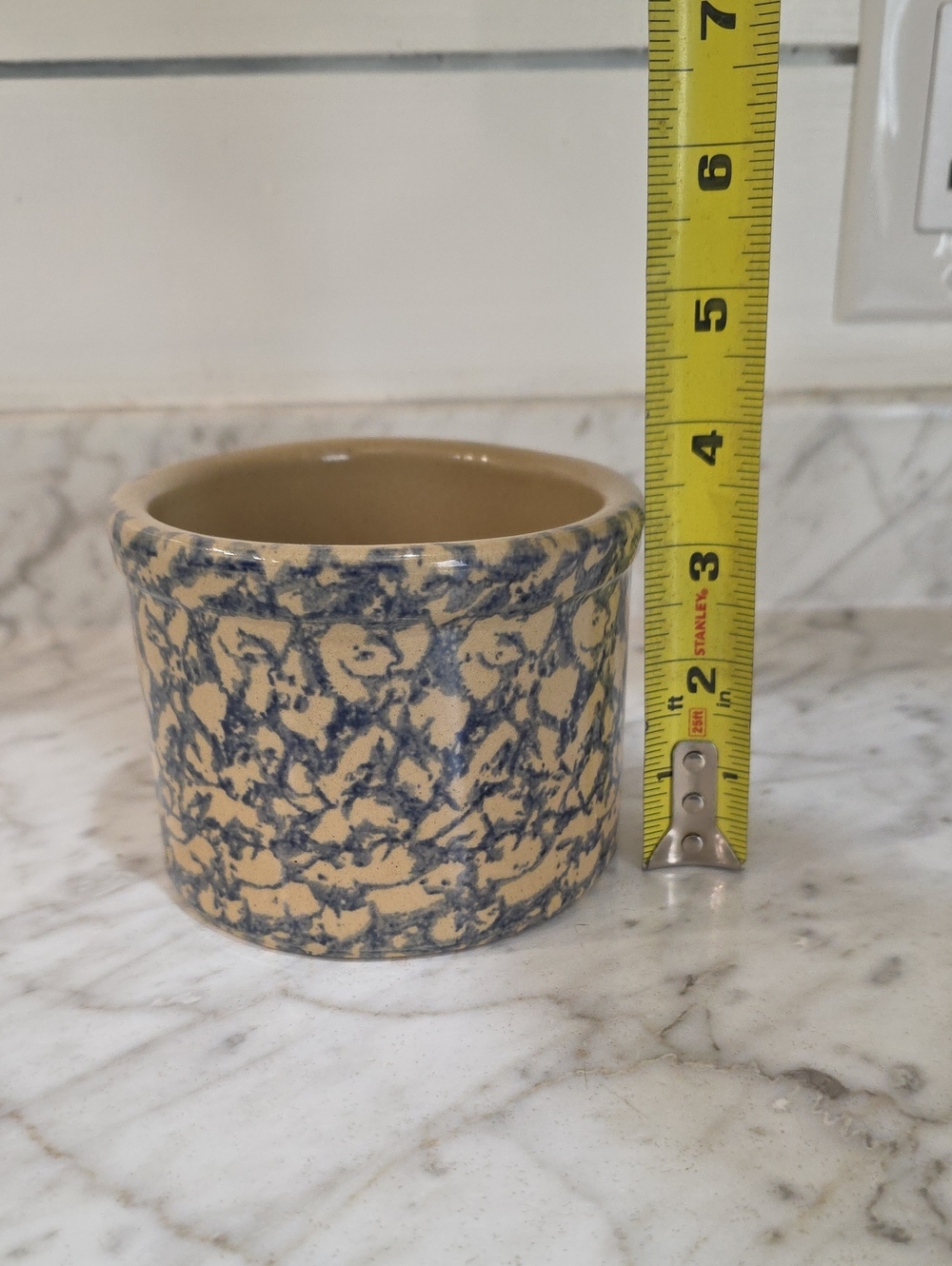 Roseville Blue Speckle Crock